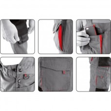 YATO Pantaloni de lucru cu bretele, gri, marimea L..